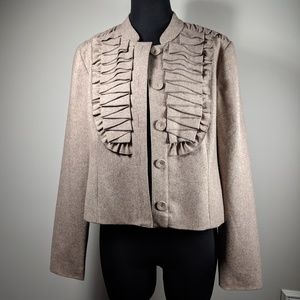 Anthropologie Tabitha Military Ruffle Blazer Sz 12